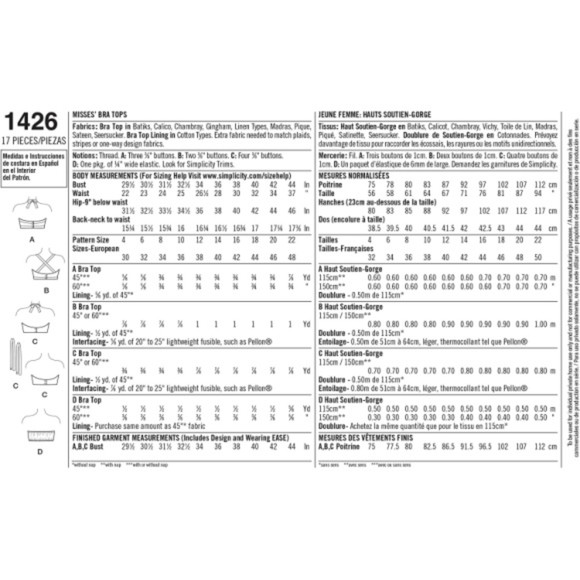 Vintage ©1950's Reissued by Simplicity 1426 - Misses Vintage Bra Tops - Picture 9 of 9